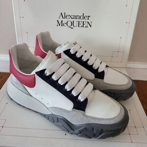 Alexander McQueen White and Red Athletic Shoes